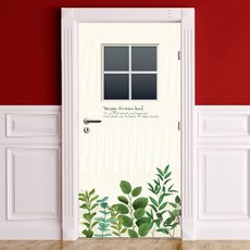 MUNGKI WORLD 玄關門無氣泡壁貼, 設計 綠葉 02