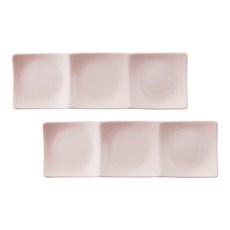 젠한국 스퀘어 접시 3칸, 핑크, 2개