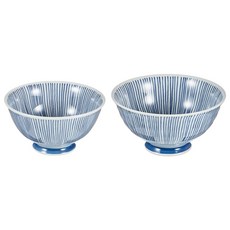 Minoya 日式藍色線條單人陶瓷碗組, 混色, 飯碗+大碗