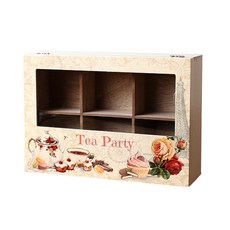 Yeseun木質茶包收納盒 2 6格 YX3561, 混色, 1個