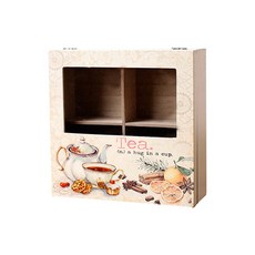 木製茶包收納盒 2 4 格 YX3260, 混色, 1個