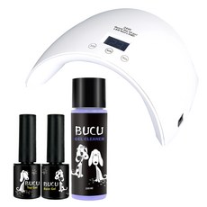 Puku 24 瓦燈指甲套組, 頂啫喱+底啫喱+啫喱清潔劑+雙光啫喱美甲燈, 1套