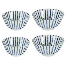 Minoya 日式粗線條陶瓷碗 2入+大碗 2入, 混色, 飯碗 2入+大碗 2入