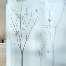 JEJEDECO 半透明彩色霧面窗貼 煙燻樹01, 天空藍