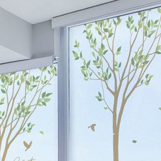 JEJEDECO 半透明彩色霧面窗貼 飄散樹林間, 天空藍