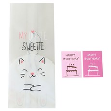 黃氏便當盒貓M包裝袋100p+蛋糕生日貼紙粉色100p, 1套