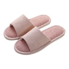 마켓감성 고급 스트라이프 실내슬리퍼, 레드, 1개
