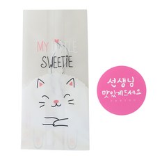 黃家便當 貓咪M袋 100入+圓形 老師請好好享用貼紙 100入, 1套