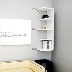 CUBICS 壁掛式4層收納置物架+貼紙, 白色