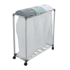 LIVING HAPPY Kling 搖擺式分類垃圾桶 3件組, 灰色 + 開心果色 + 白色, 1套