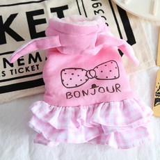 이엘피코리아 토끼귀 후드 강아지 옷, 핑크, 1개