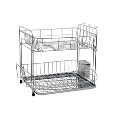 CP Lumen 全不鏽鋼雙層碗盤瀝水架, 銀色, 1個