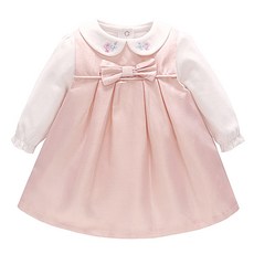 Mom's care 女童領子繡花褶皺連身裙