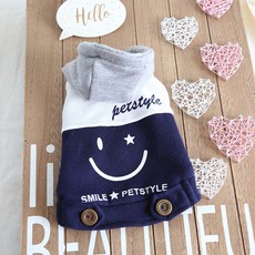 이엘피코리아 스마일 후드 강아지 옷, 블루, 1개