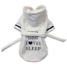 슈퍼식스 반려동물 모자 달린 심플한 샤워 가운, 화이트, 1개