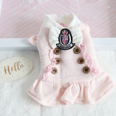 이엘피코리아 벨벳 코트 강아지 옷, 핑크, 1개