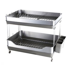 CP豪華餐具瀝水架 2層組 板型, 銀色+深棕色, 1套