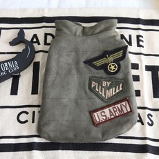 ELP KOREA 軍事徽章背心狗狗衣服, 綠色, 1個