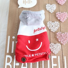 이엘피코리아 스마일 후드 강아지 옷, 레드, 1개