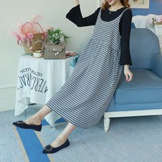 스위트나인 임산부 프릴소매 티셔츠 체크 원피스 세트