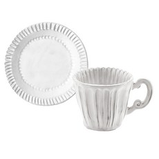 VBCCASA 브런치 1인 세트 2p, 화이트, 머그 스트라이프 + 카나페 접시 보더