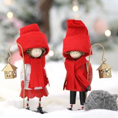 快樂村聖誕裝飾品紅頭巾, 混合色, 高20cm