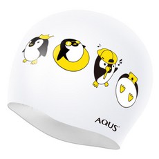 AQUS 卡通泳帽 度假企鵝 AC1613, WHT