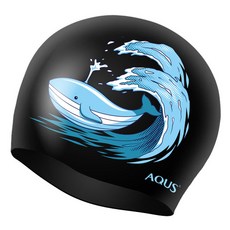 AQUS 矽膠泳帽 鯨魚 AC1802, 黑色