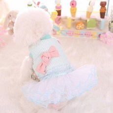 댕댕이 강아지 의류 소녀소녀 공주님 핏 리본 드레스 원피스, 블루, 1개