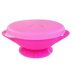 AGAFURA 矽膠防傾倒碗+蓋子, 粉色, 1組