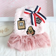 슈퍼식스 반려동물 파리지앵 우아한 레이스 원피스, 핑크, 1개