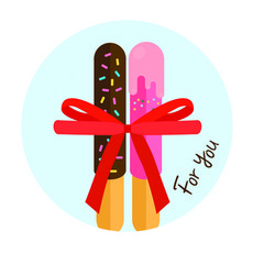 Donna&deco 飽含心意 緞帶裝飾 빼빼로 for you 貼紙, 淺天藍, 60個