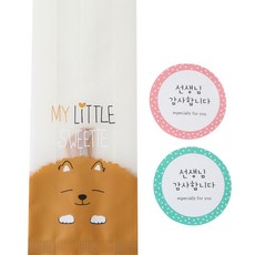 黃氏便當 Meongi M號袋 100入 + 圓形謝謝老師貼紙 100入, 1套