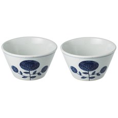 브랜드없음 여기담기 여경란 청화 사선 밥그릇 공기, 모란, 2개