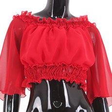 雪紡短版公主上衣 BDT-15101, 紅色的