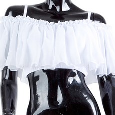 彈性荷葉邊上衣 BDT-15601, 白色的