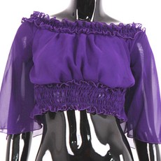 雪紡短版公主上衣 BDT-15101, 深紫色