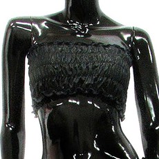 彈性皺褶裸色上衣 BDT-7401, 黑色的