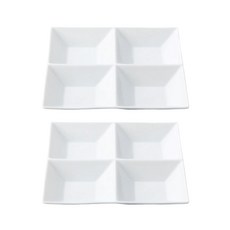 오다도기 스퀘어 소스접시 4칸, 화이트, 2개입