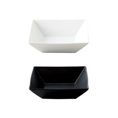 오다도기 스퀘어 정사각 볼 16cm 2p, 화이트, 블랙, 1세트