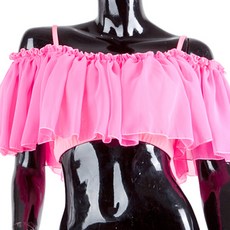 彈性荷葉邊上衣 BDT-15601, 熒光粉