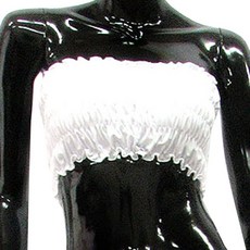 彈性皺褶裸色上衣 BDT-7401, 白色的