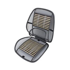 竹製網狀椅背護腰墊, 黑色, 1個