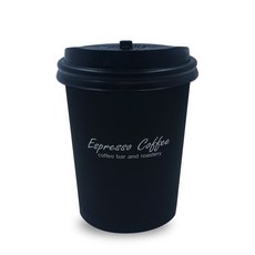 투고팩 블랙 종이컵 300ml x 50p + 개폐형뚜껑 50p, 50개, 1세트