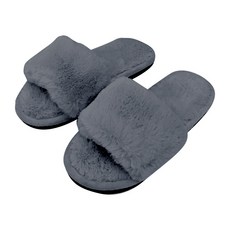 Maket Gamseong 素色絨毛拖鞋, 灰色的