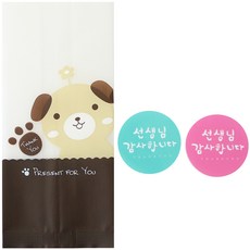 黃氏便當 M號袋 小狗 100入 + Calli老師 圓形感謝 粉紅薄荷 100入, 1套