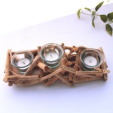 리버그린 유니크 원목 캔들홀더 3홀