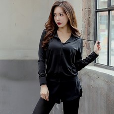 쿠로이 여성용 요가복 상의 후드집업 A-23