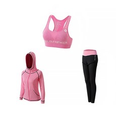 DM女款I Love Fit混色健身瑜珈服 3件組 拉鍊