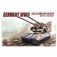 ModelCollect 1/72德國二戰Flak 40 128mm雙管高射炮與E-100車體塑膠模型, 1套